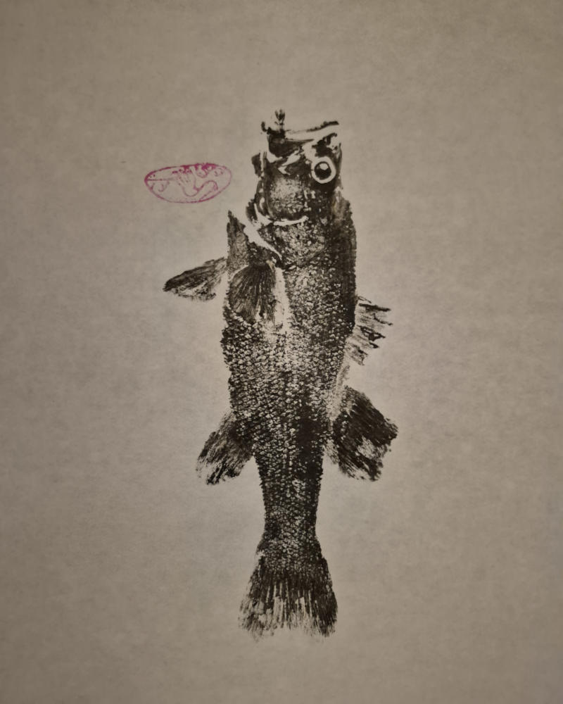 Gyotaku de black-bass